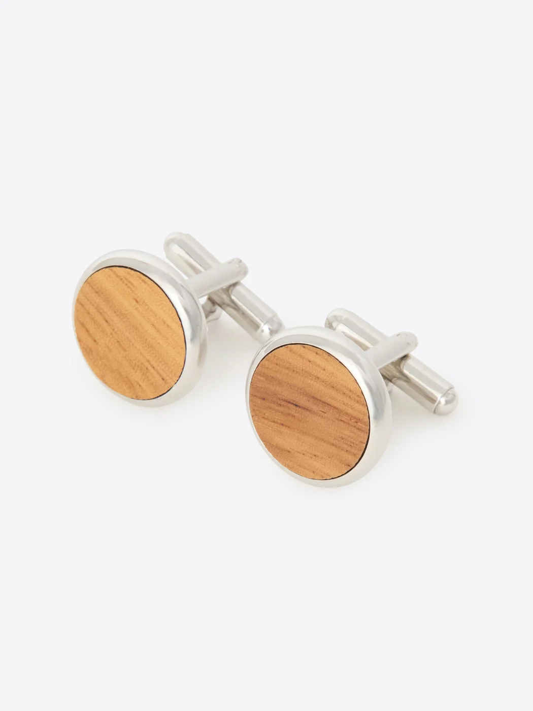 Boutons de manchette ronds bois et métal