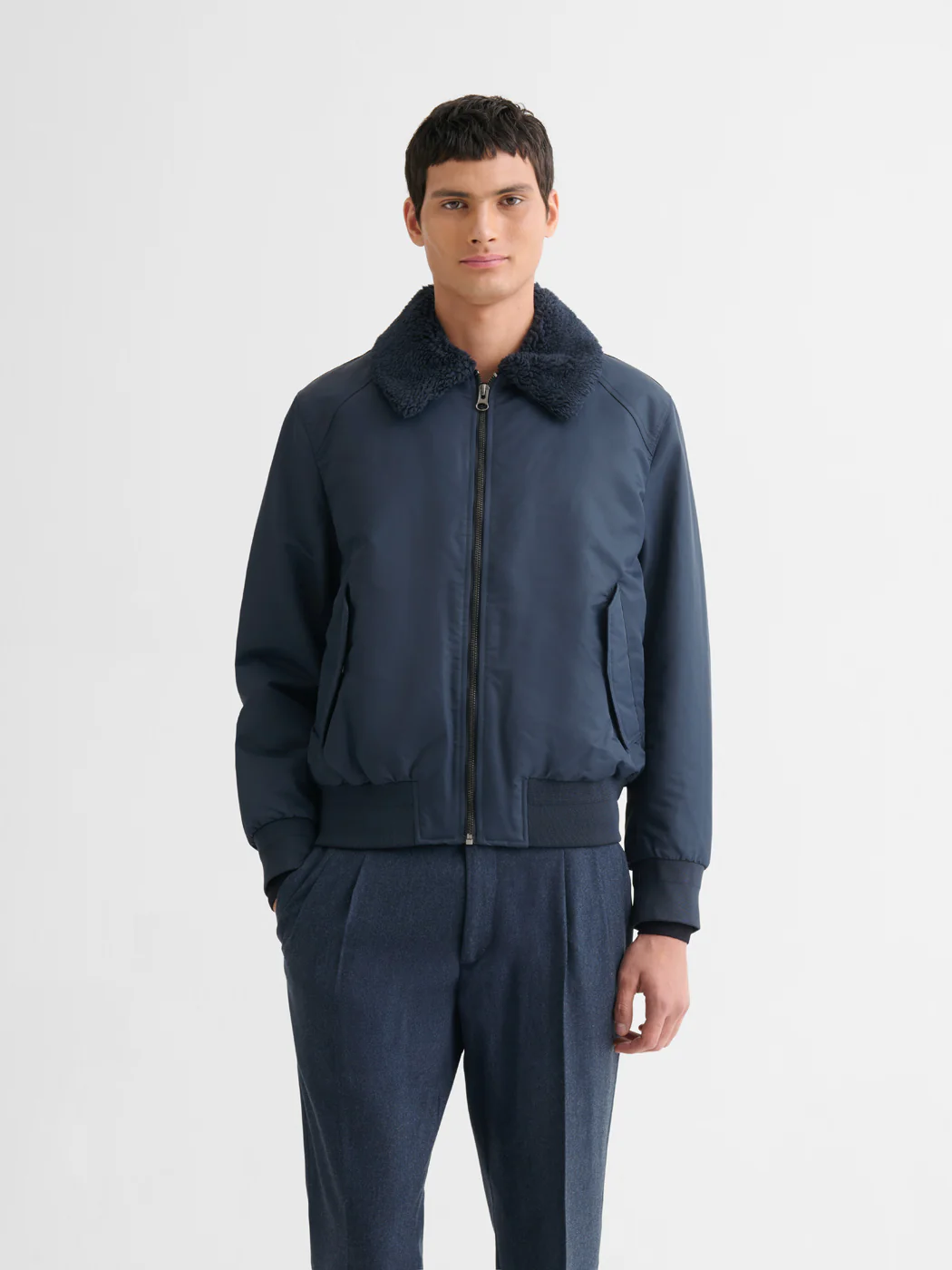 Blouson bomber à col sherpa