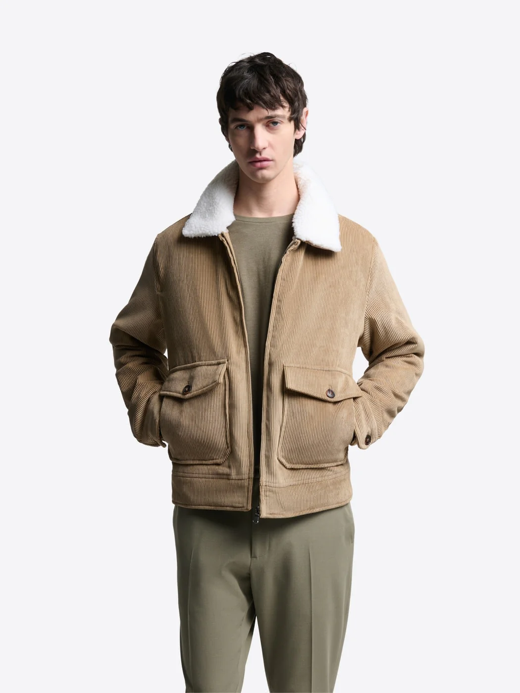 Blouson en velours col sherpa