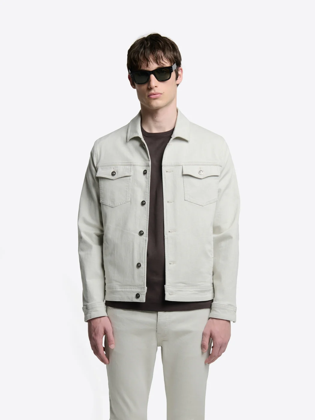 Veste slim en jean col chemise