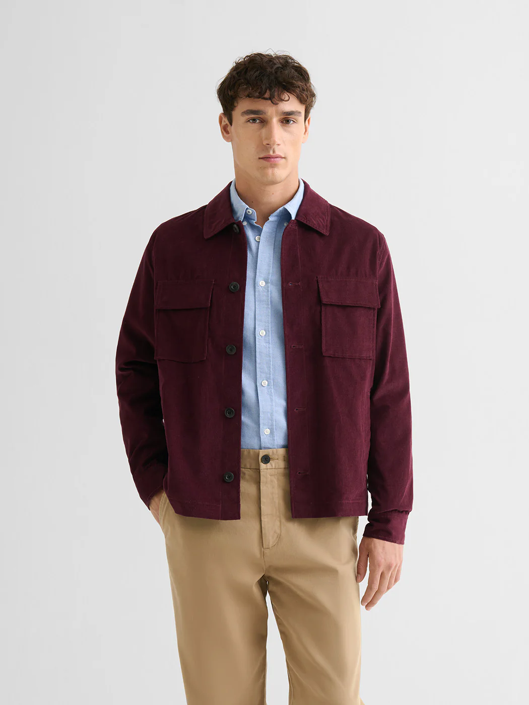 Veste casual en velours col chemise