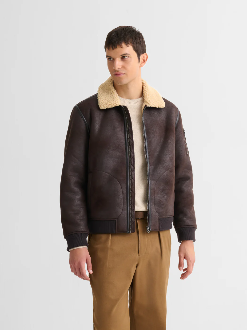Blouson aviateur col sherpa