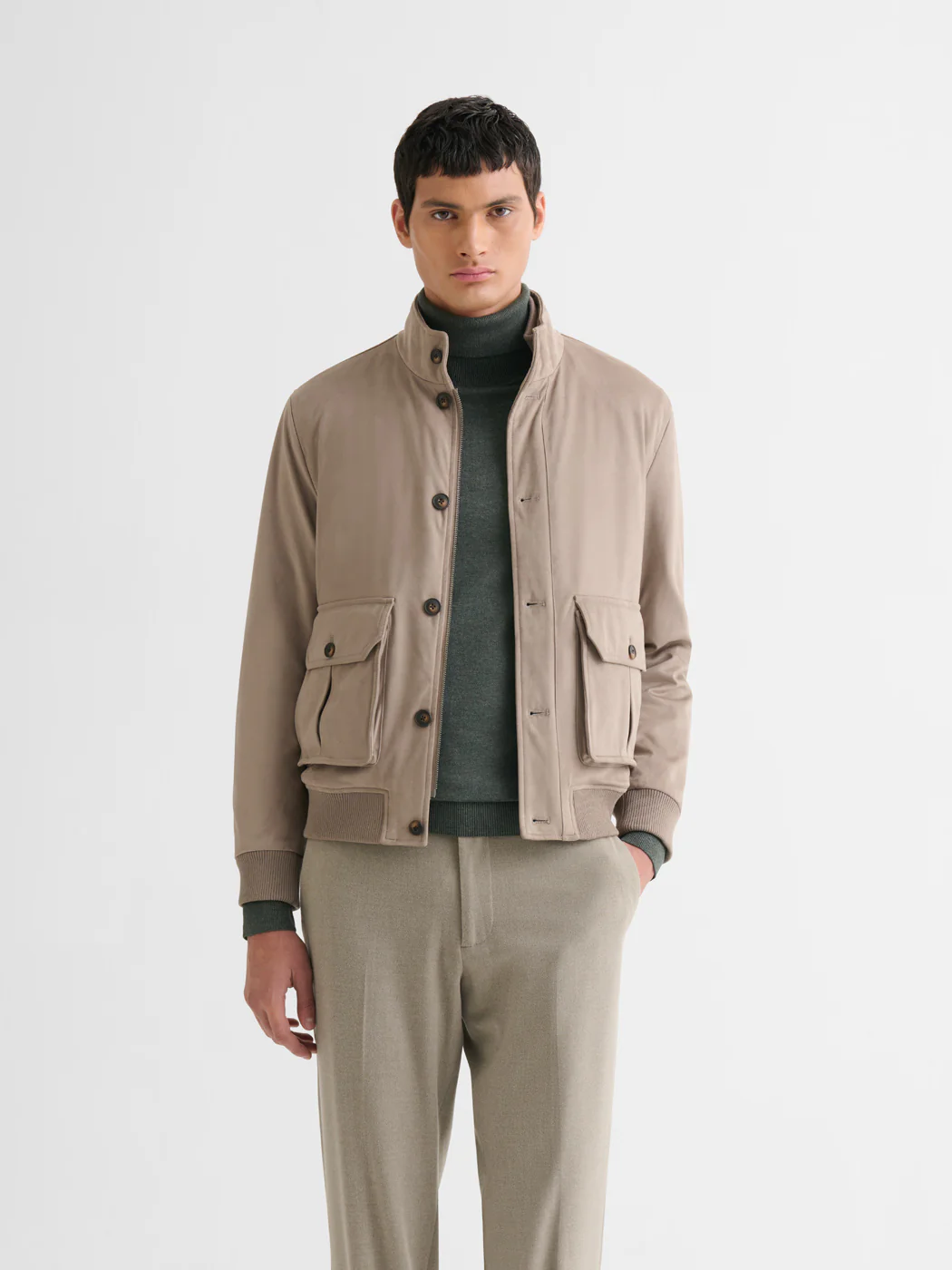 Blouson en suédine col montant