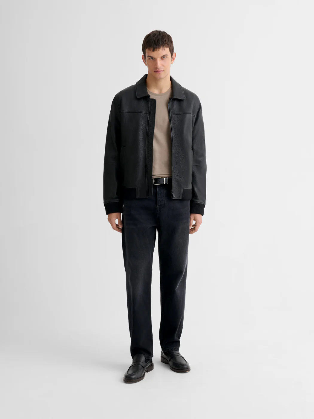 Blouson en cuir col sherpa - Image 3