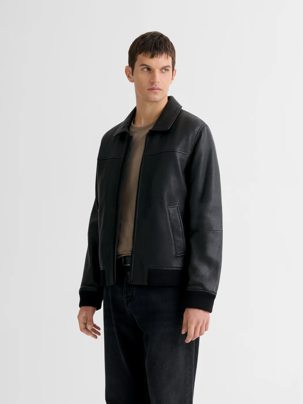 Blouson en cuir col sherpa - Image 5