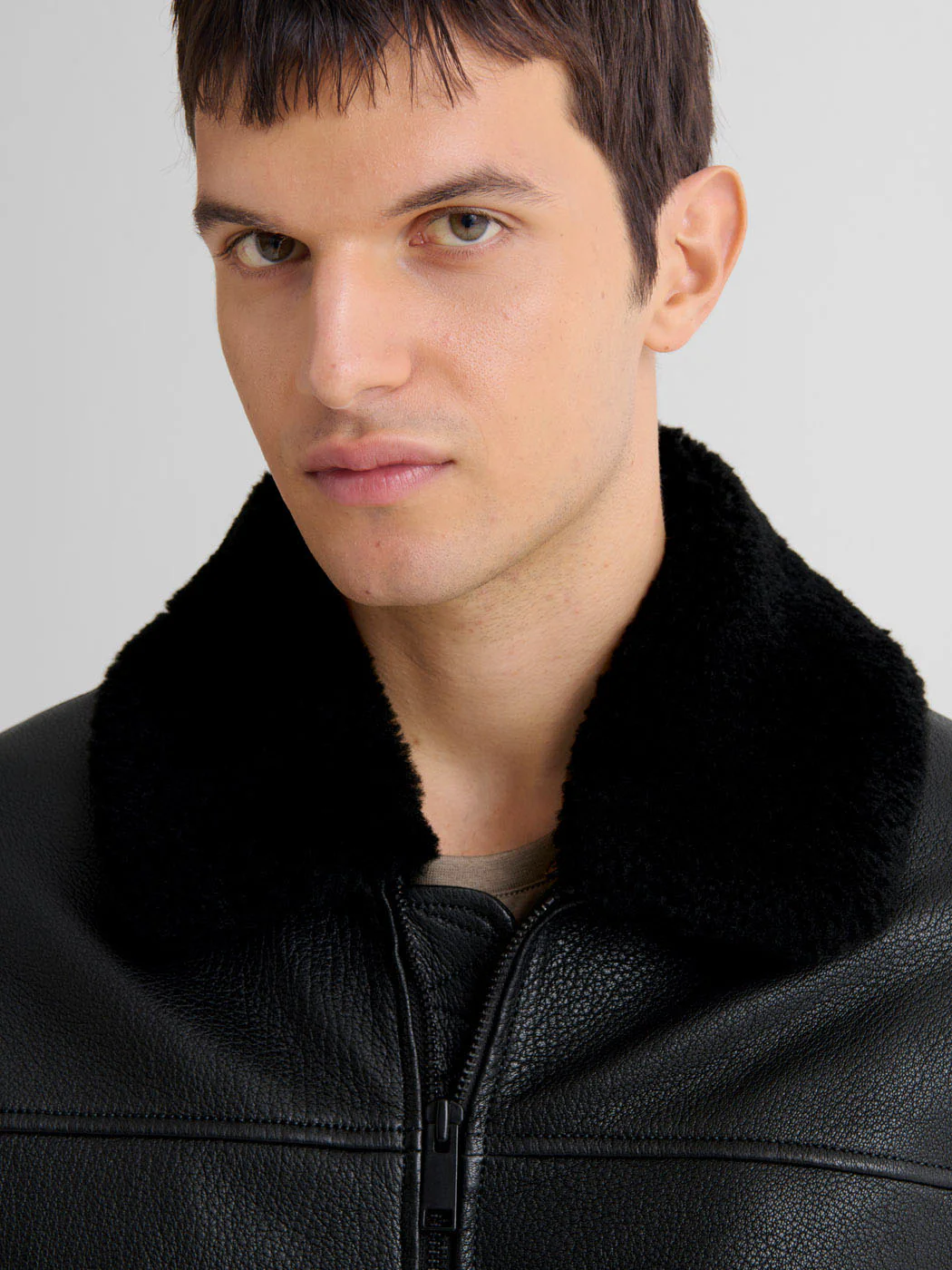 Blouson en cuir col sherpa - Image 8