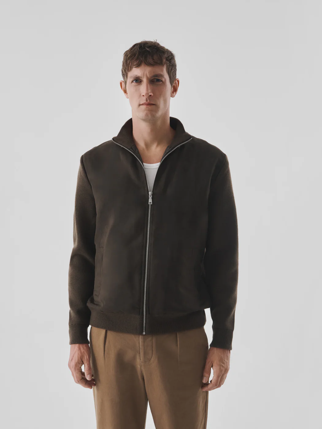 Cardigan zippé bi-matière
