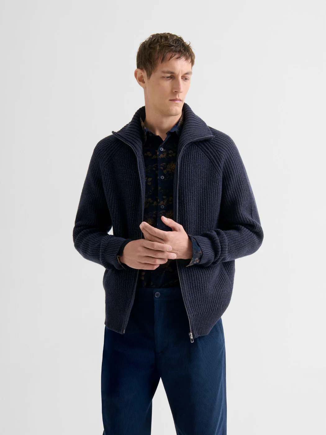Cardigan zippé col montant maille perlée - Image 2