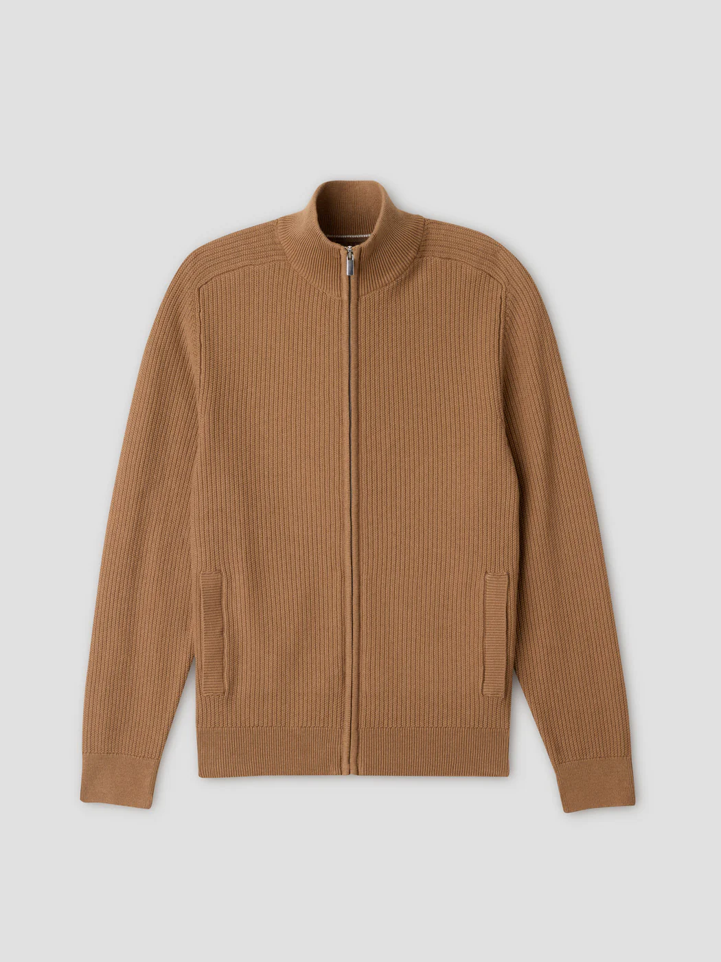 Cardigan col montant zippé en coton bio