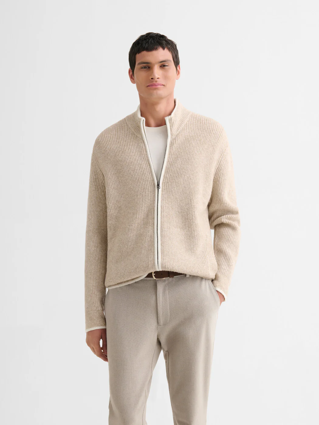 Cardigan zippé bicolore