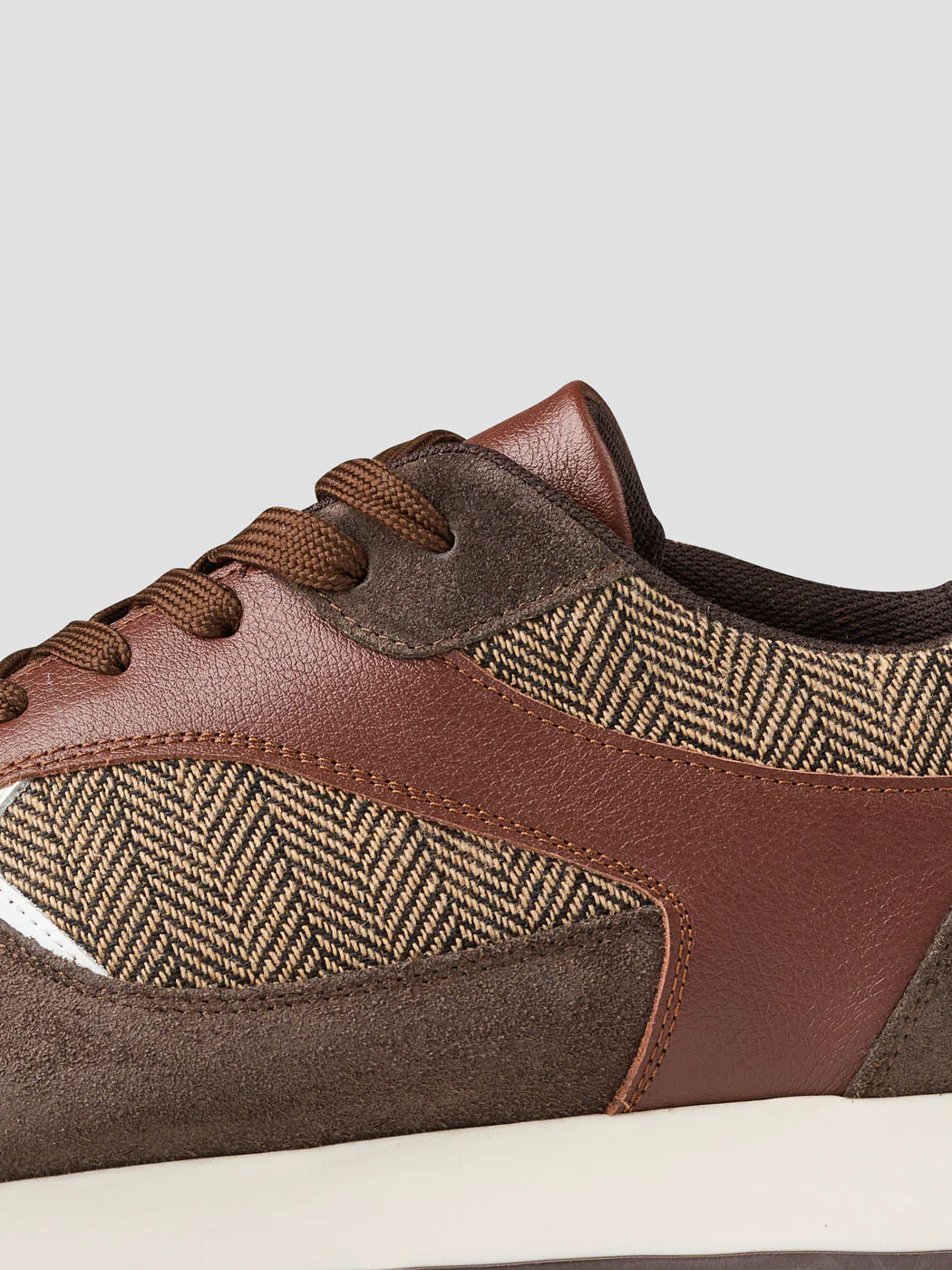 Baskets en cuir et textile chevron - Image 3