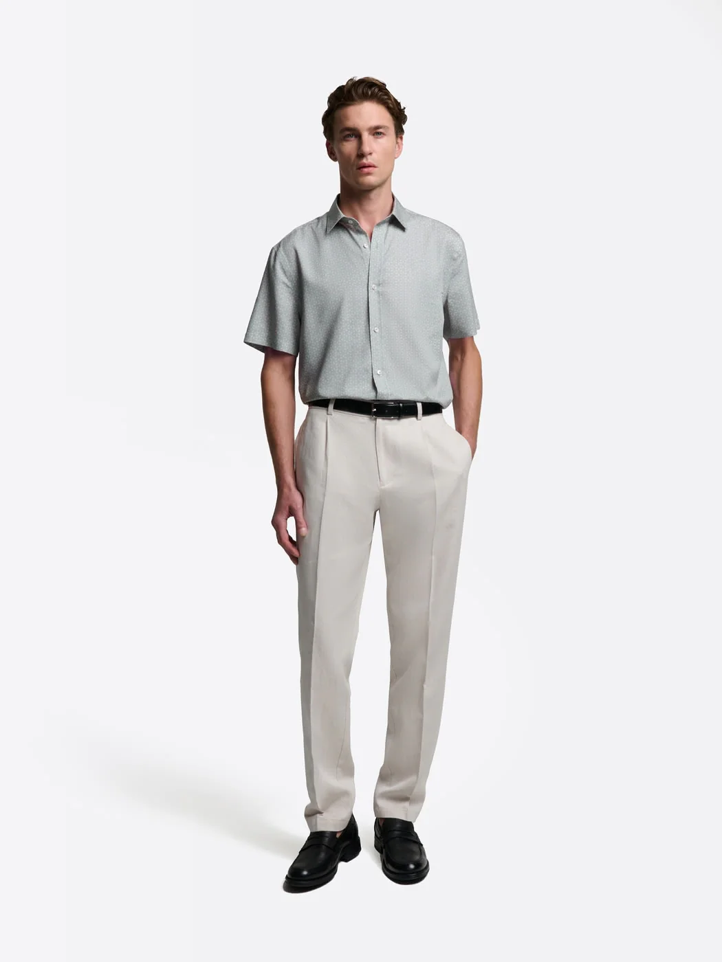 Chemise manches courtes slim à motif - Image 4