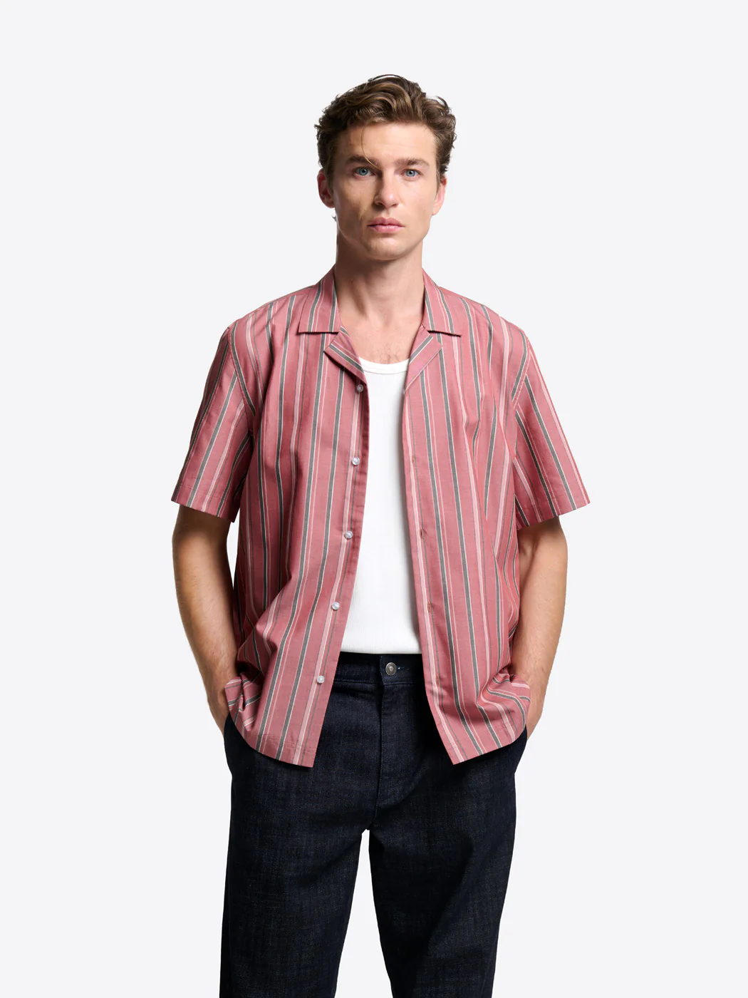 Chemise manches courtes slim rayée