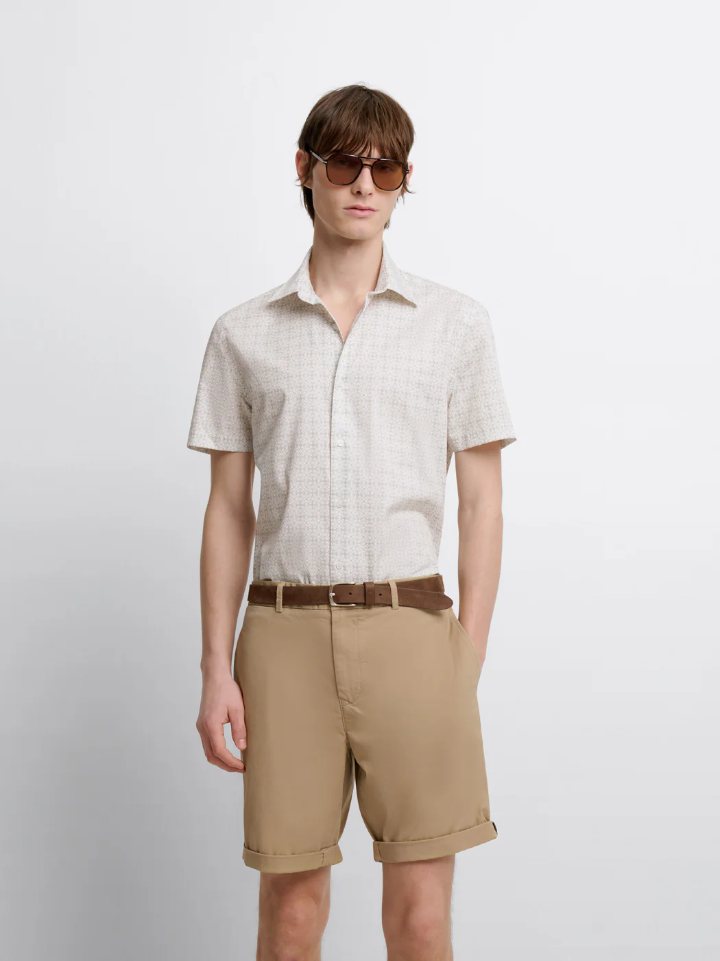 Chemise manches courtes slim Ă motif