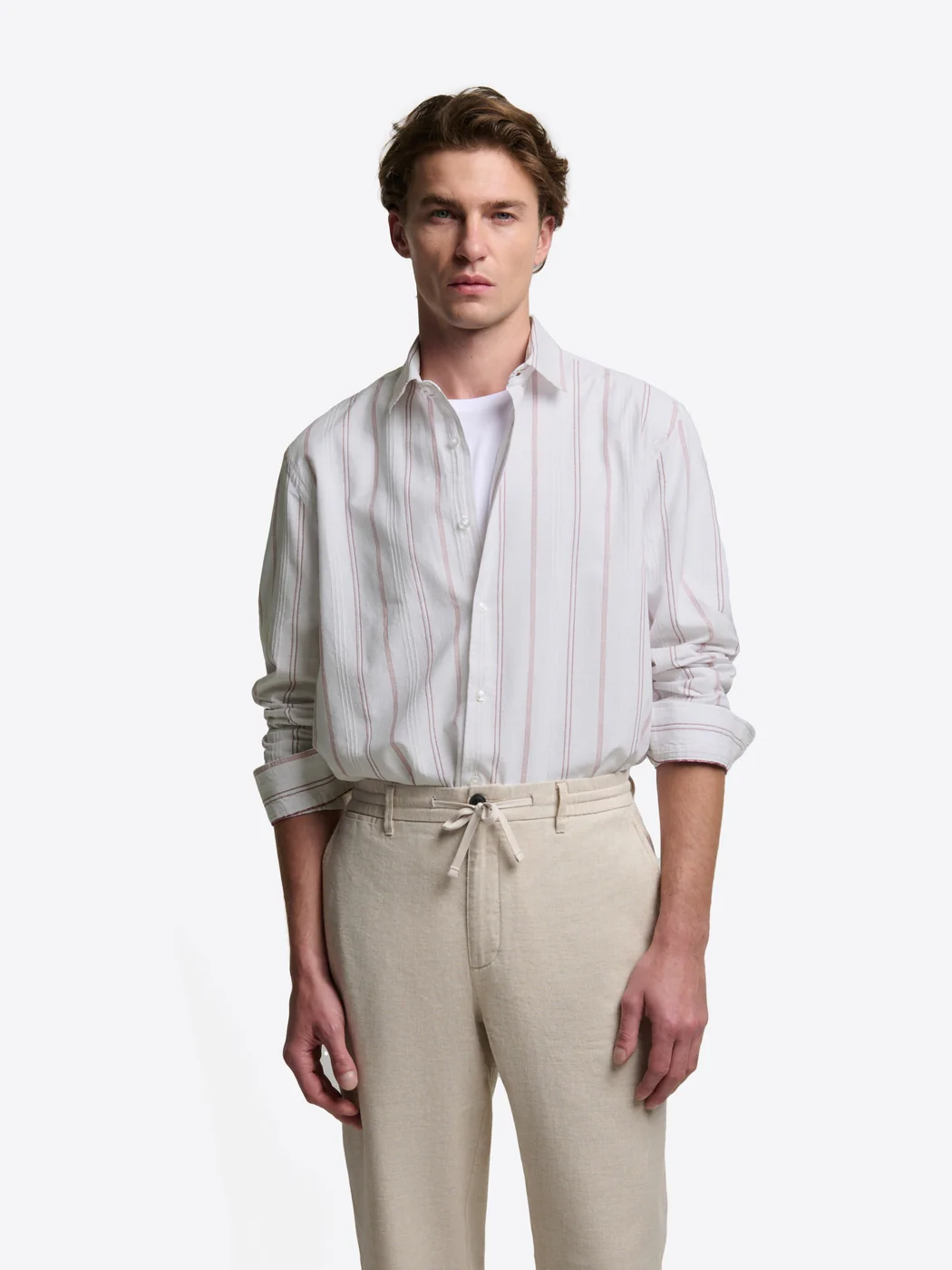 Chemise slim rayée en coton
