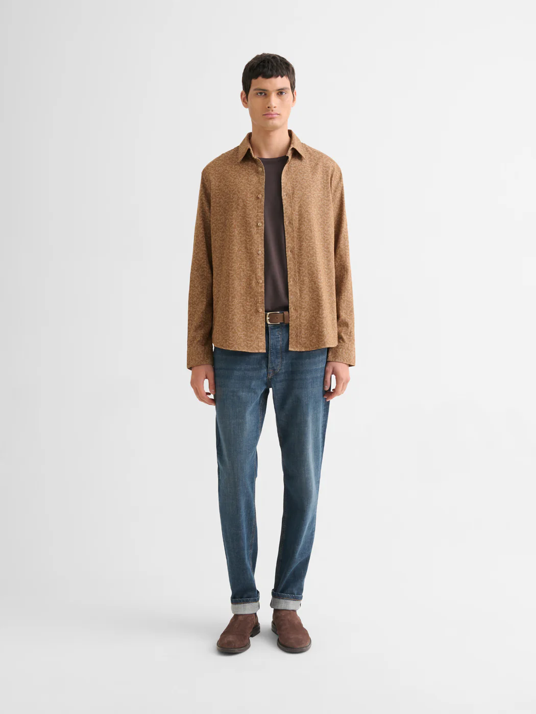 Chemise slim en coton lin Ă motif - Image 4