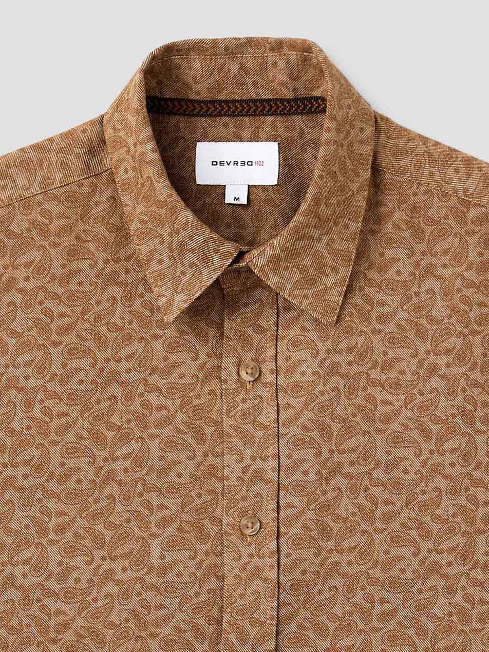 Chemise slim en coton lin Ă motif - Image 5