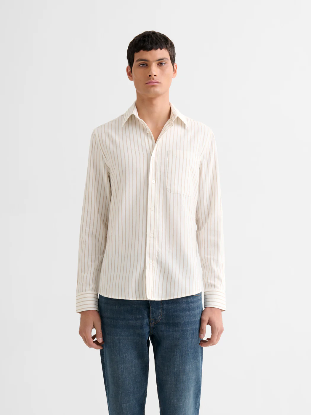Chemise slim en coton rayée