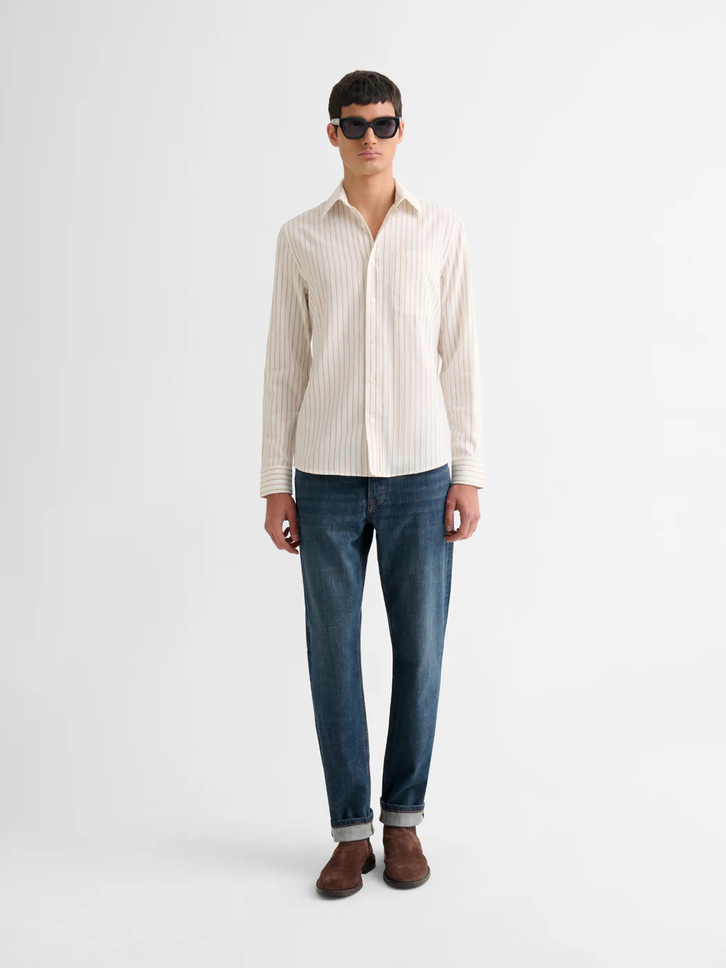 Chemise slim en coton rayée - Image 3