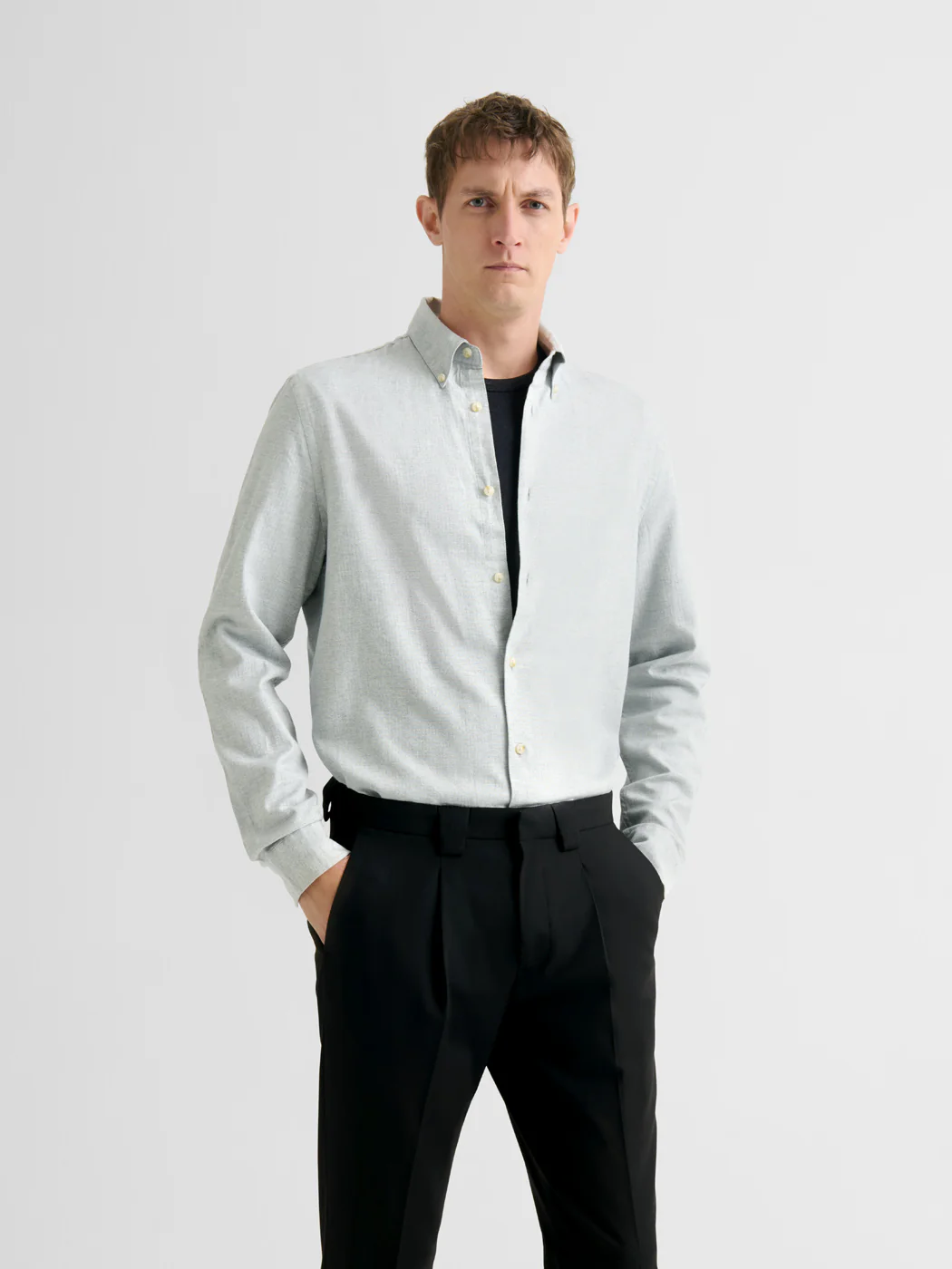Chemise slim en coton chiné