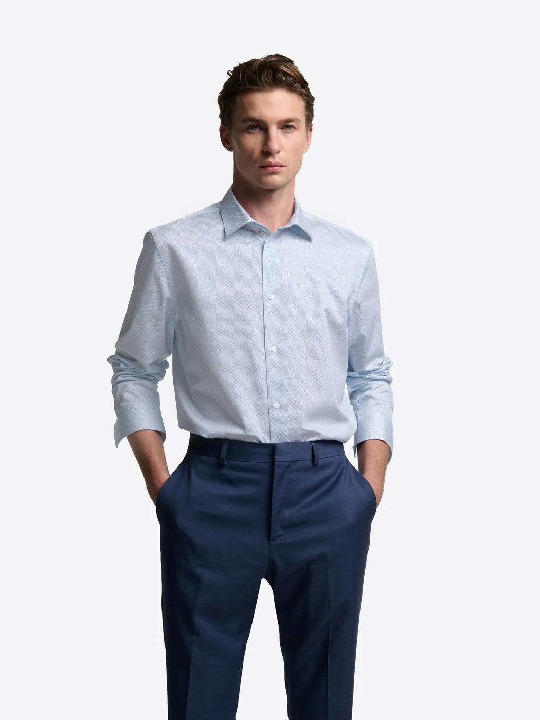 Chemise slim Ă motif en coton