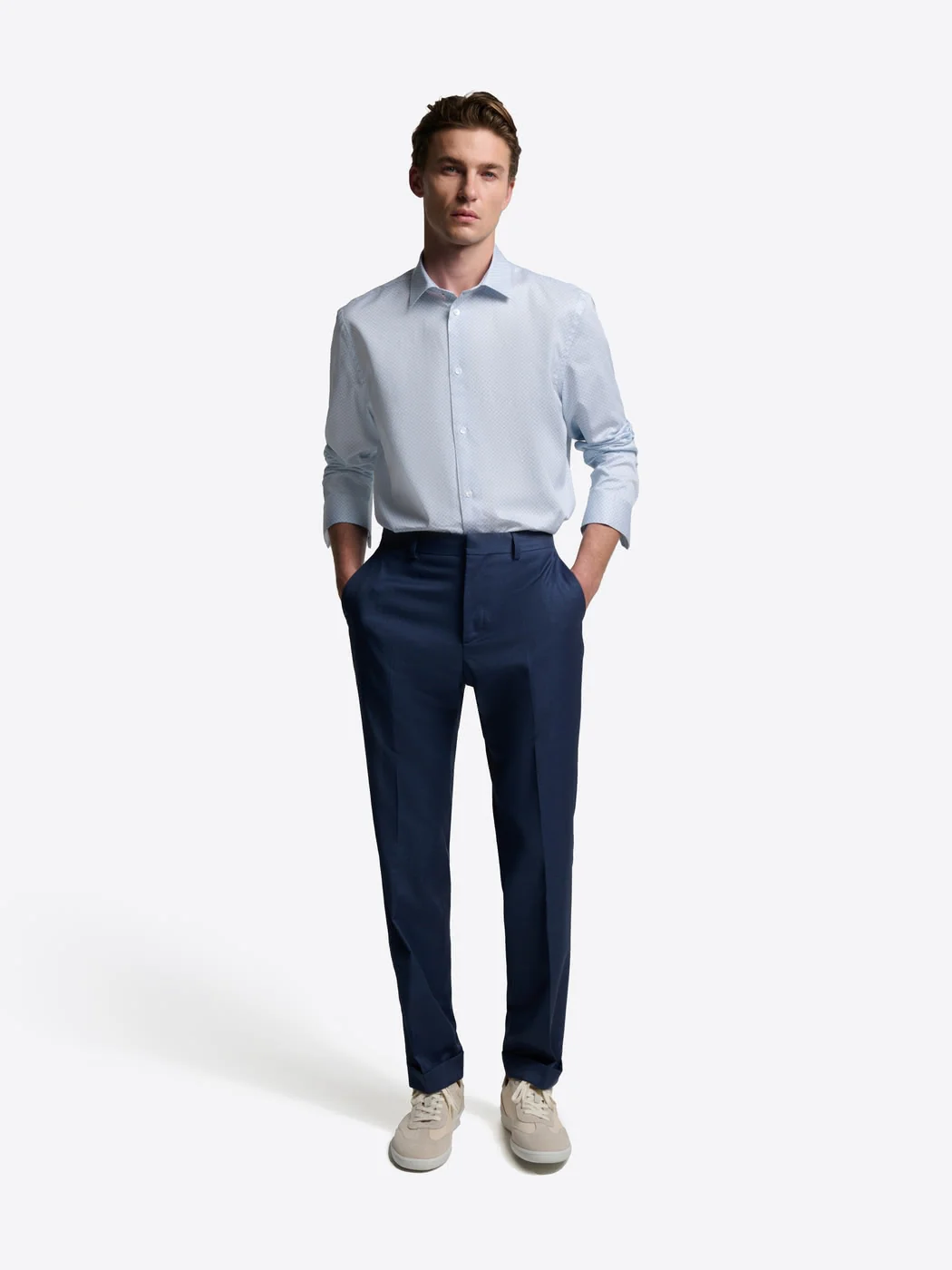 Chemise slim Ă motif en coton - Image 4