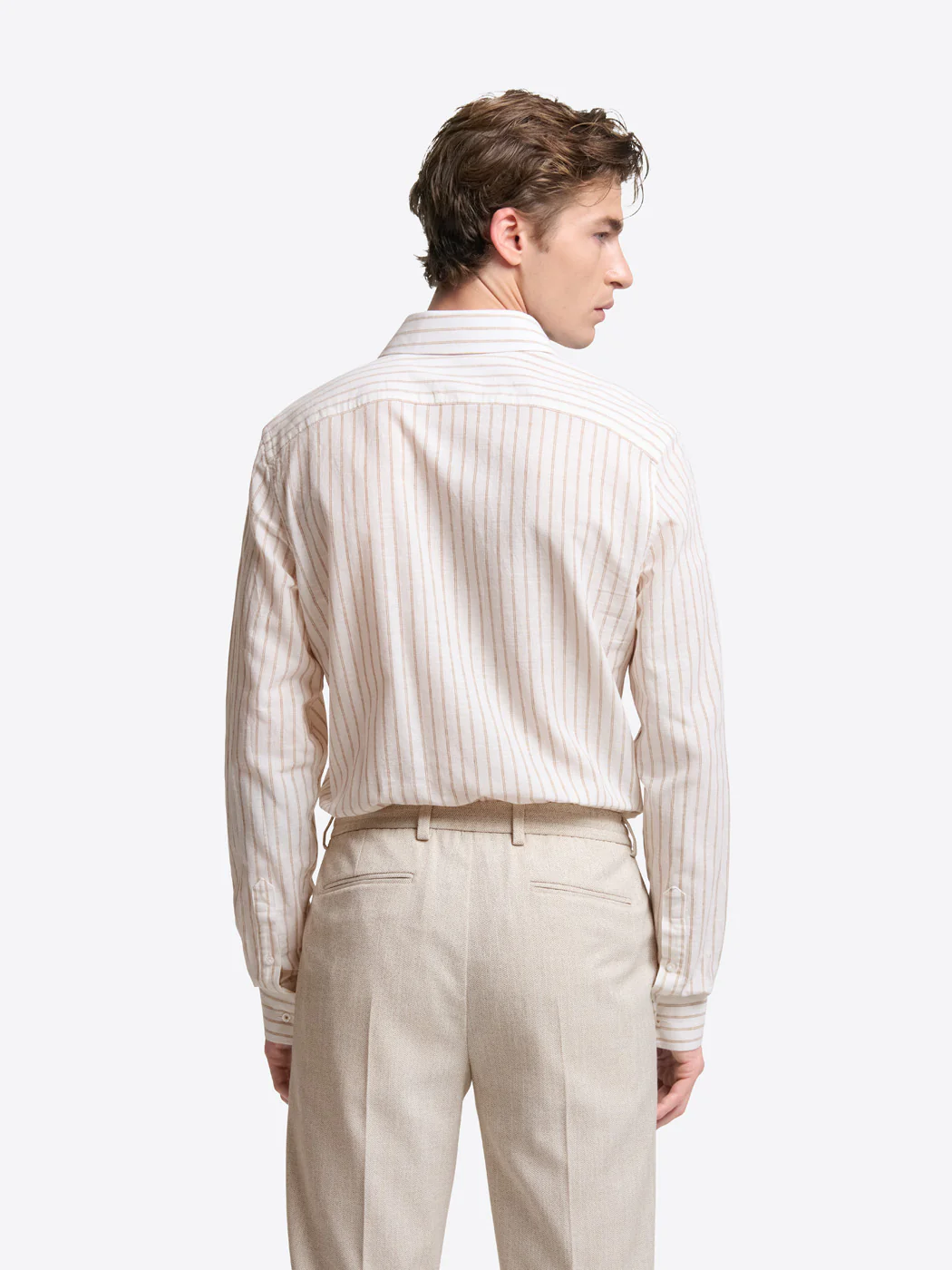 Chemise slim rayée en coton lin - Image 2