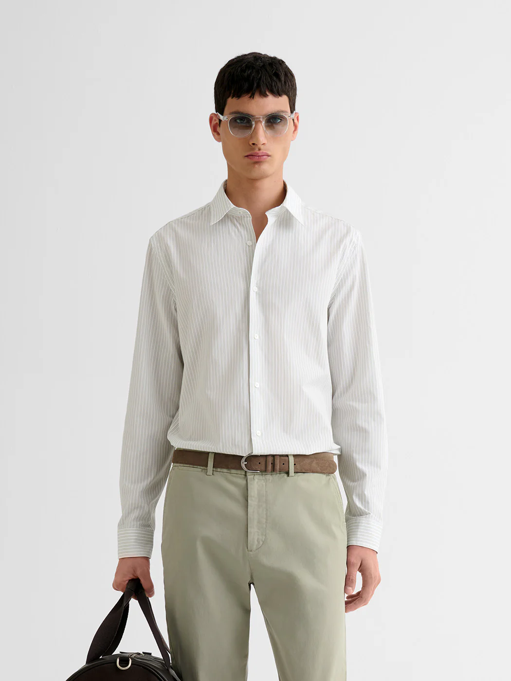 Chemise slim en coton rayée