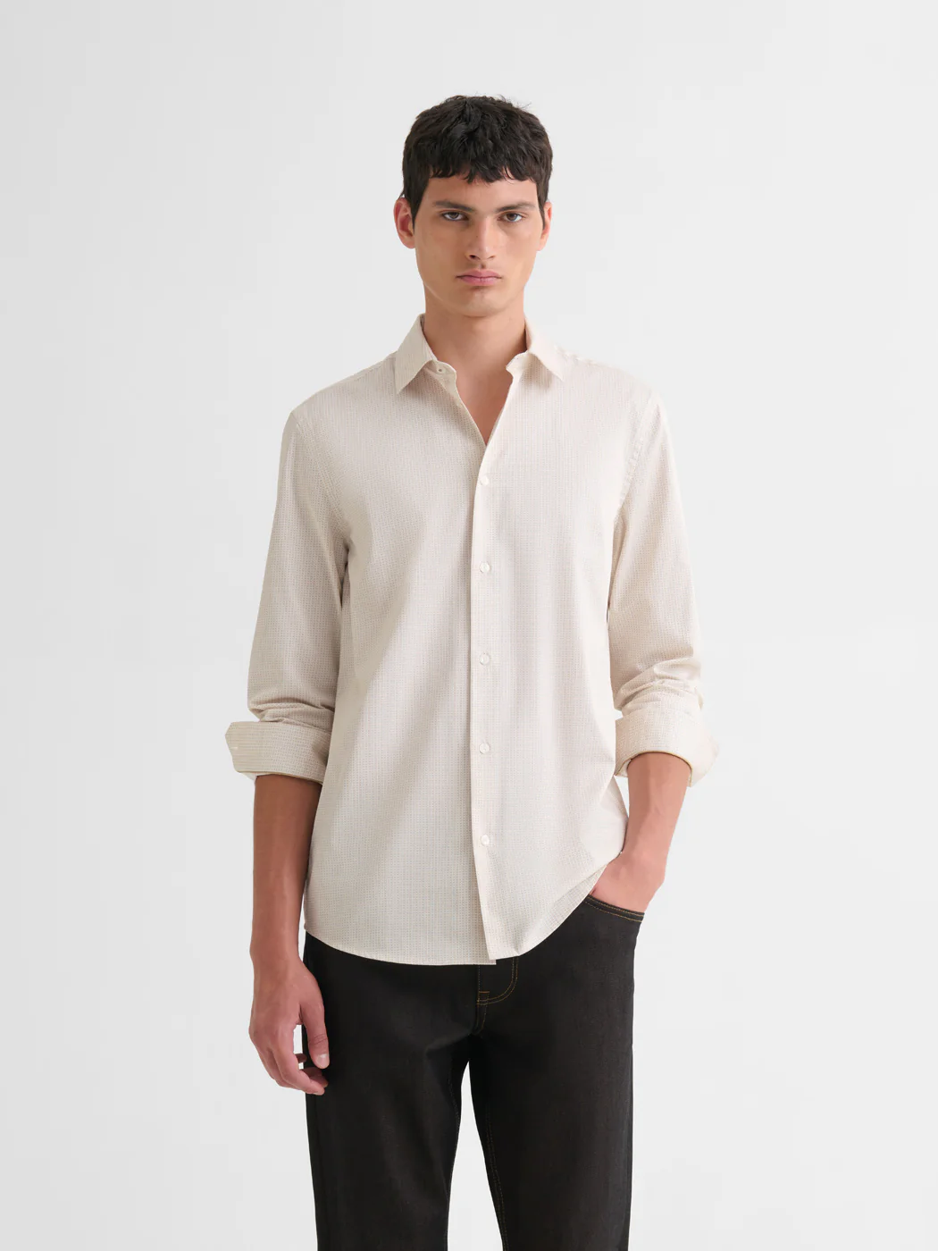 Chemise slim en coton à motif
