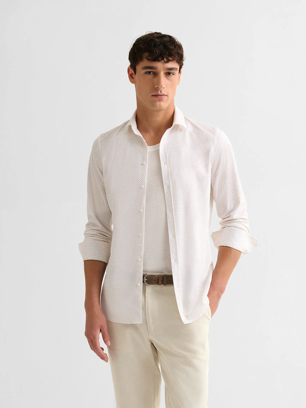 Chemise extraslim tissu traveler Ă motif