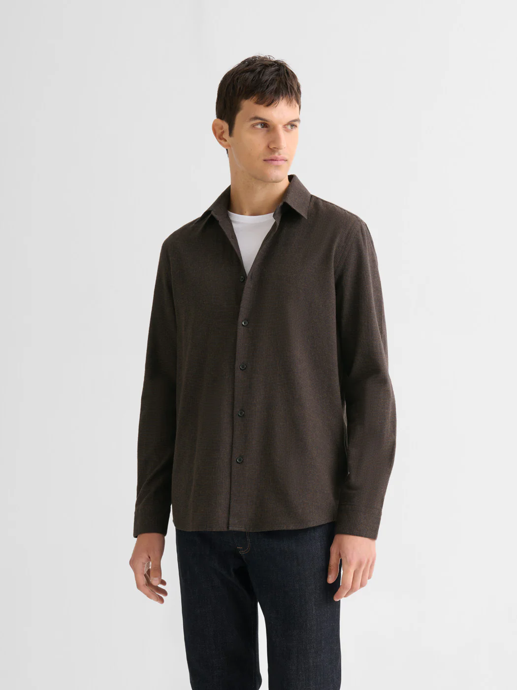 Chemise slim en coton pied de puce