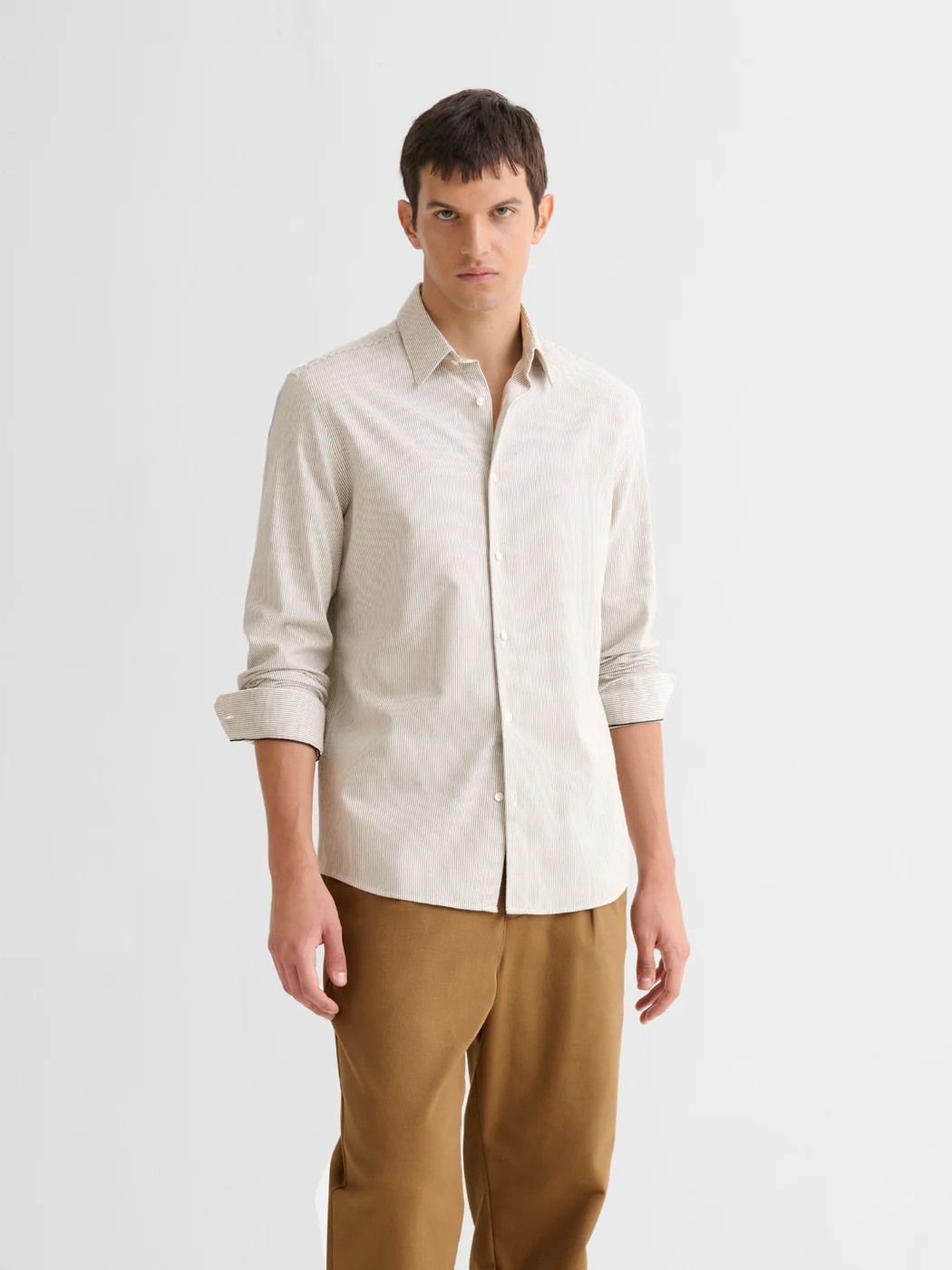 Chemise slim en coton laine