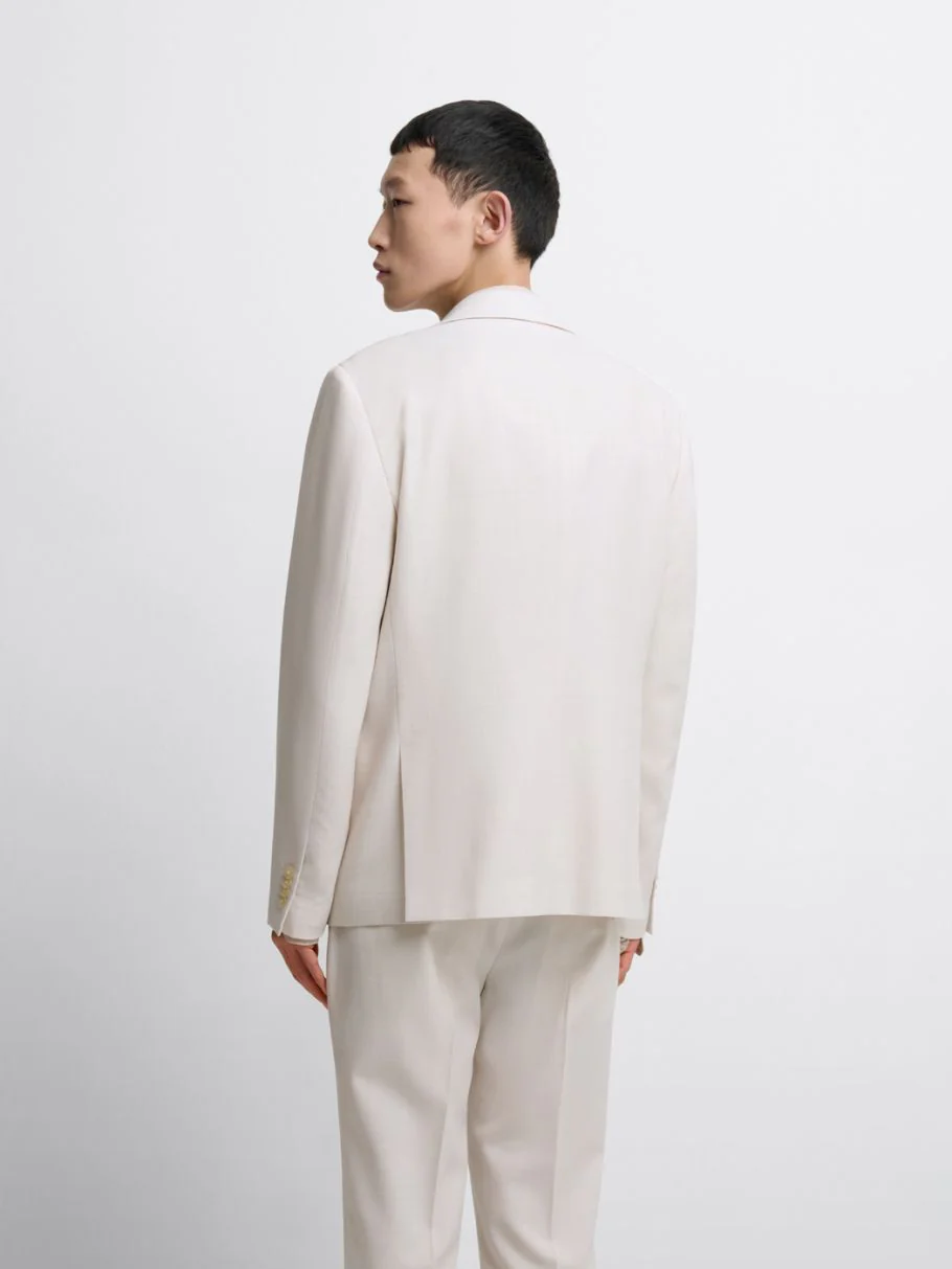 Costume 2 pièces slim blanc en laine mélangée - Image 3