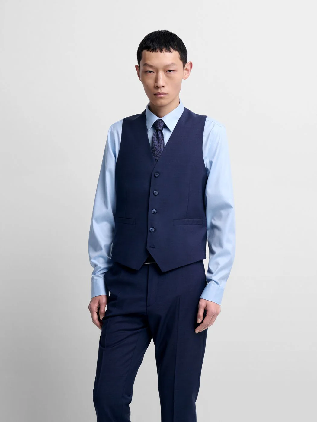 Costume 3 pièces slim en laine bleu nuit - Image 7