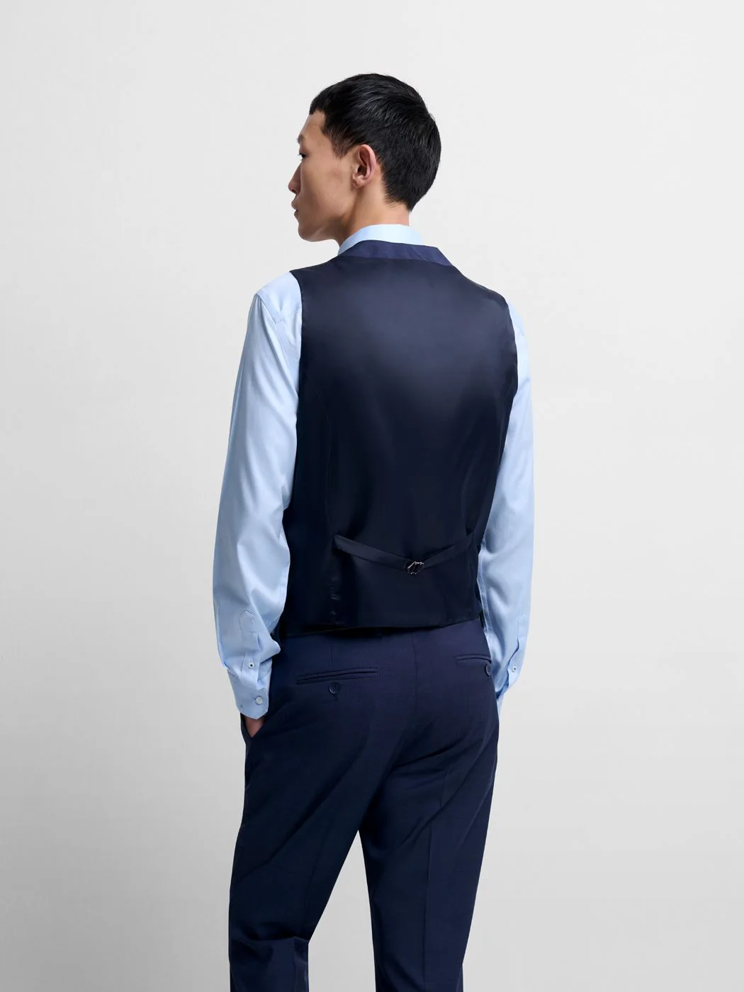 Costume 3 pièces slim en laine bleu nuit - Image 8