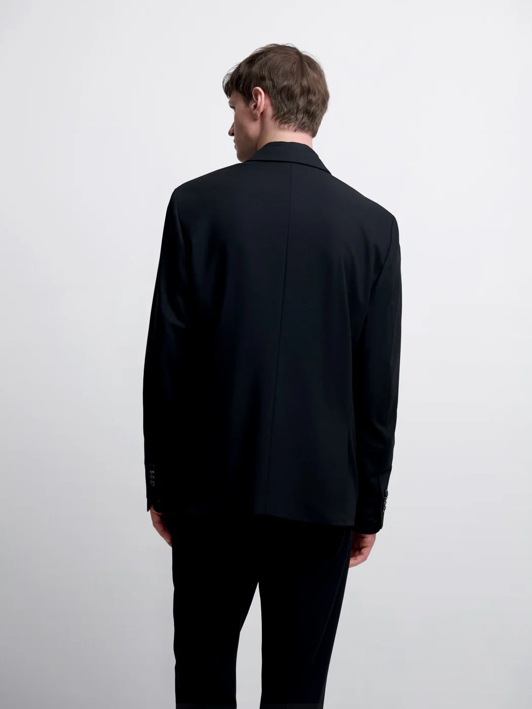 Costume croisé 2 pièces slim noir en laine - Image 3