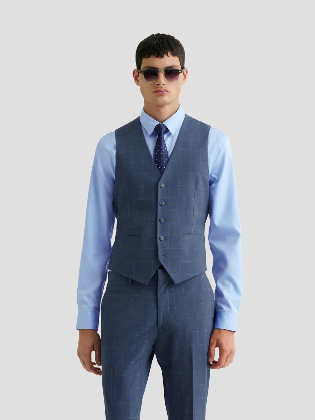 Gilet de costume bistretch Ă carreaux