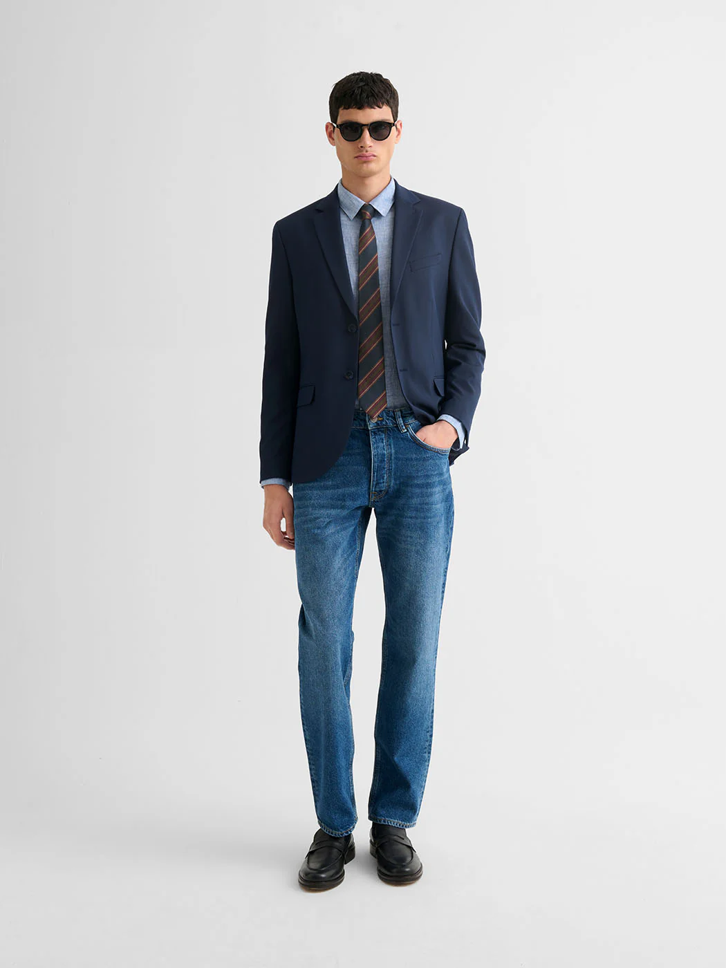 Jean denim délavé regular 100% coton