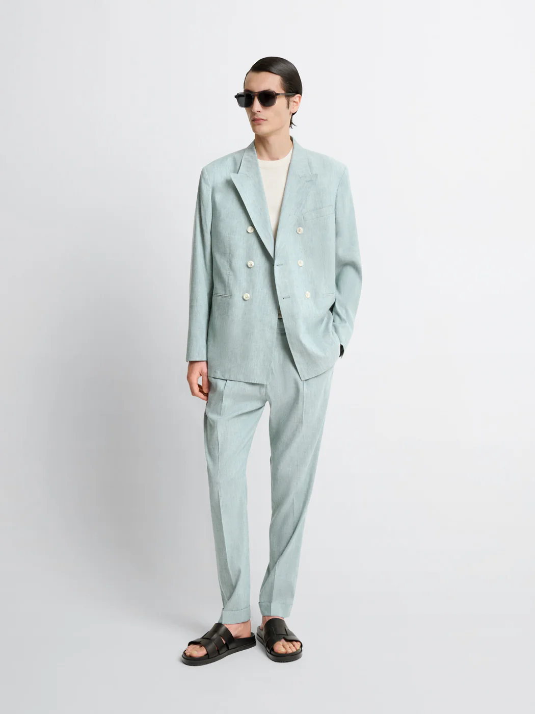 Pantalon de costume en lin mélangé