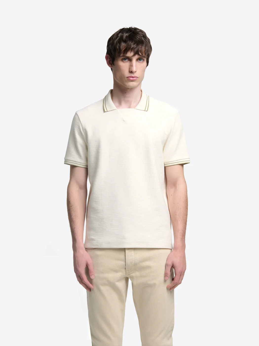 Polo col contrasté en coton