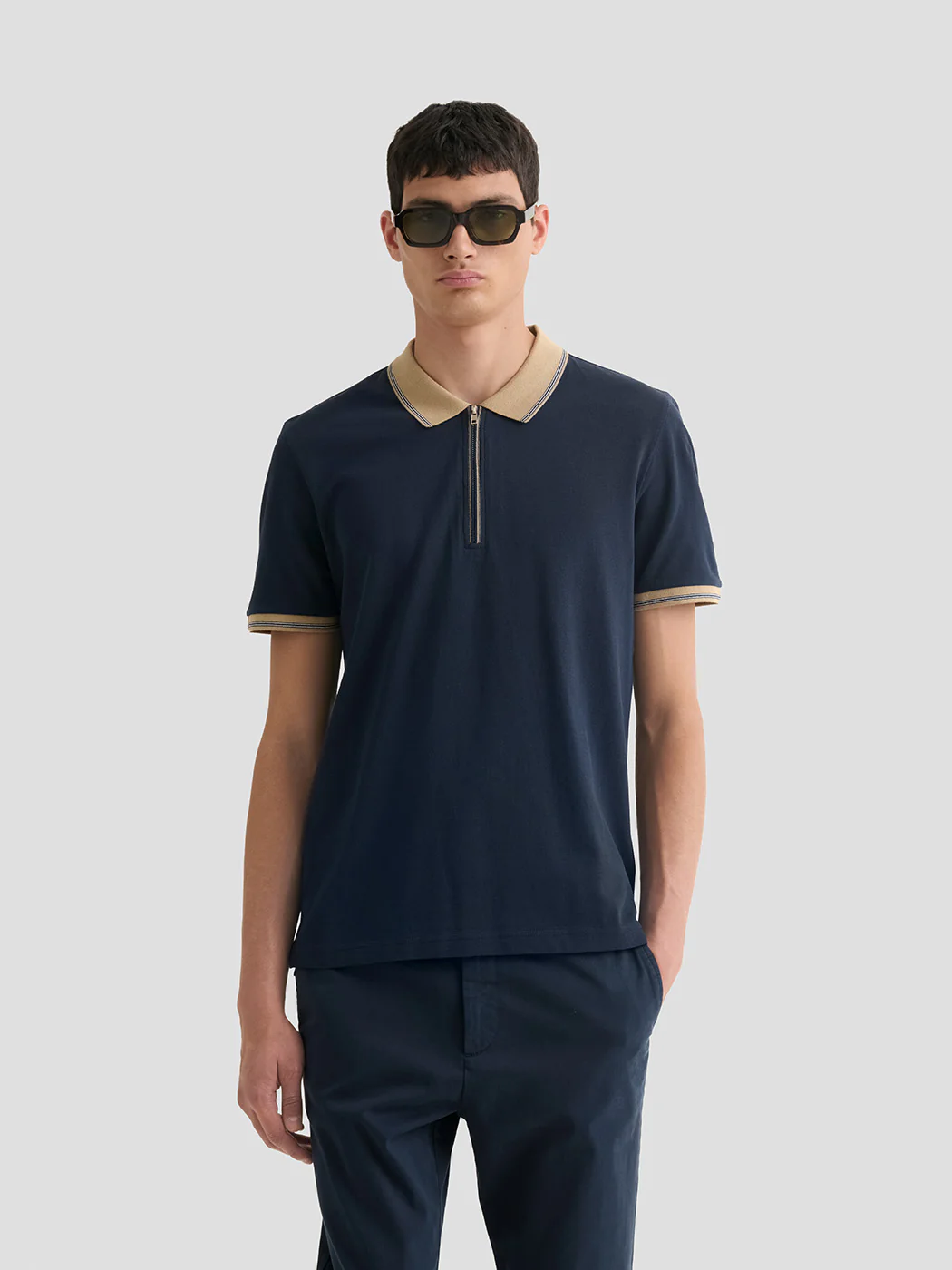Polo zippé  en coton