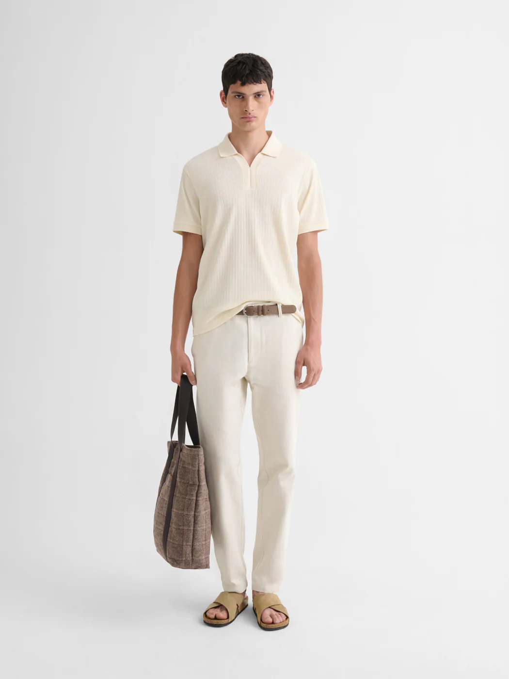 Polo col V effet maille - Image 4