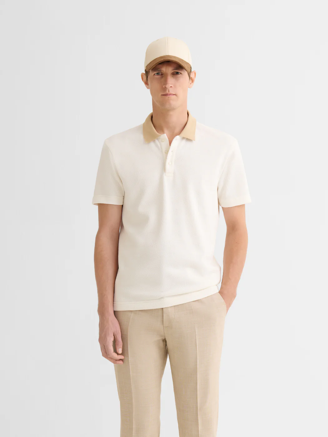 Polo boutonné en jacquard