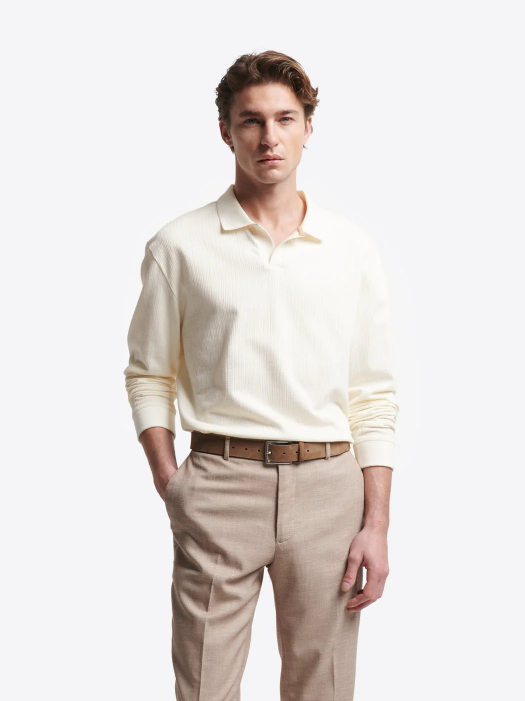 Polo manches longues en coton