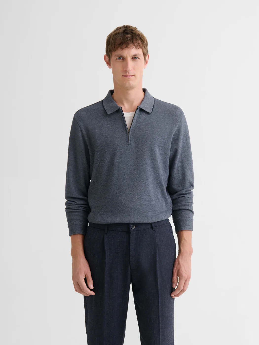 Polo zippé en coton