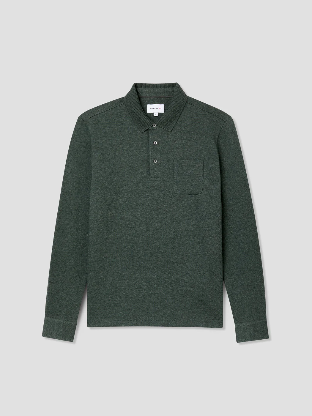Polo manches longues chiné col boutonné - Image 3