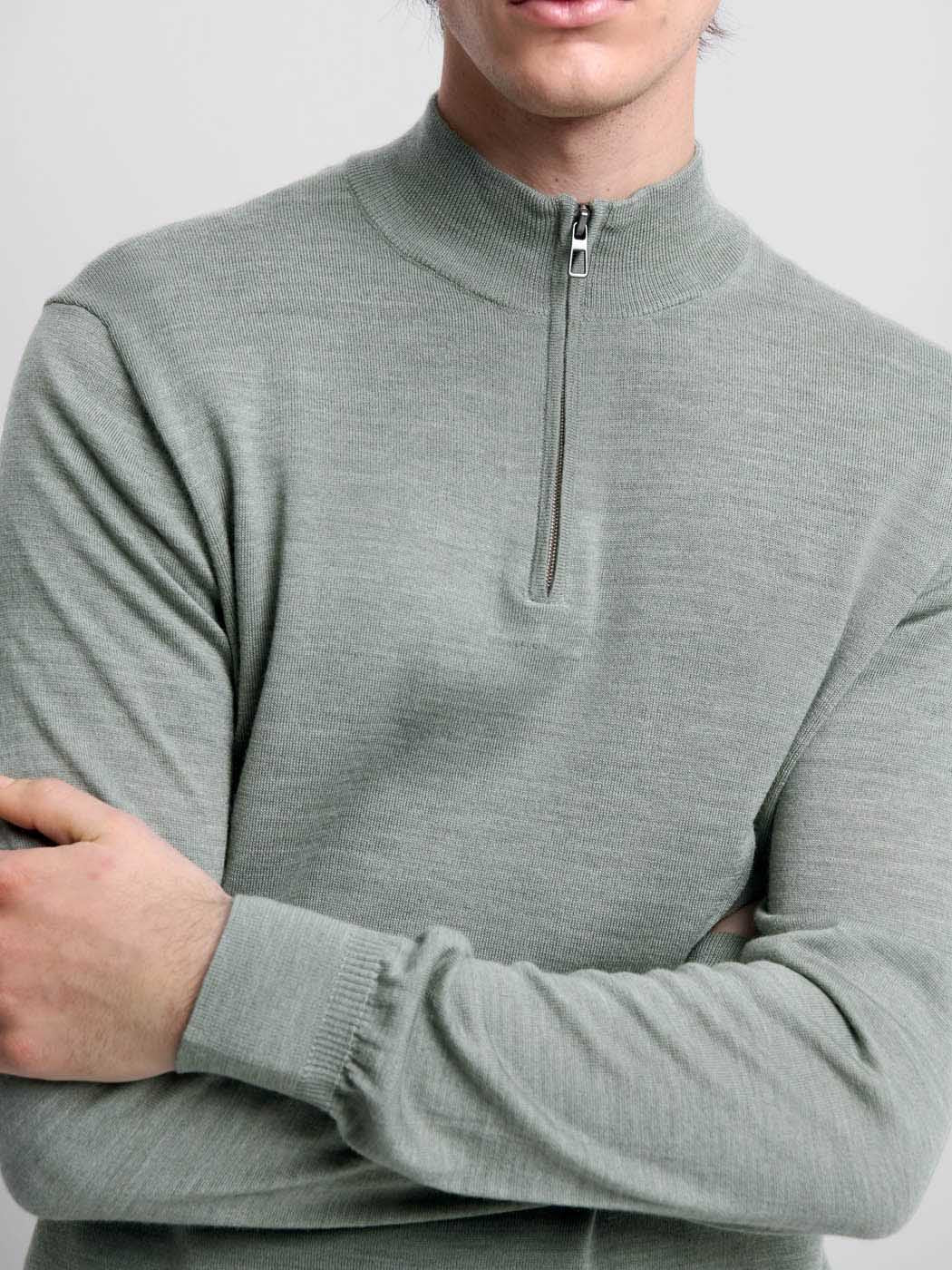Pull col cheminée zippé en laine Mérinos - Image 5