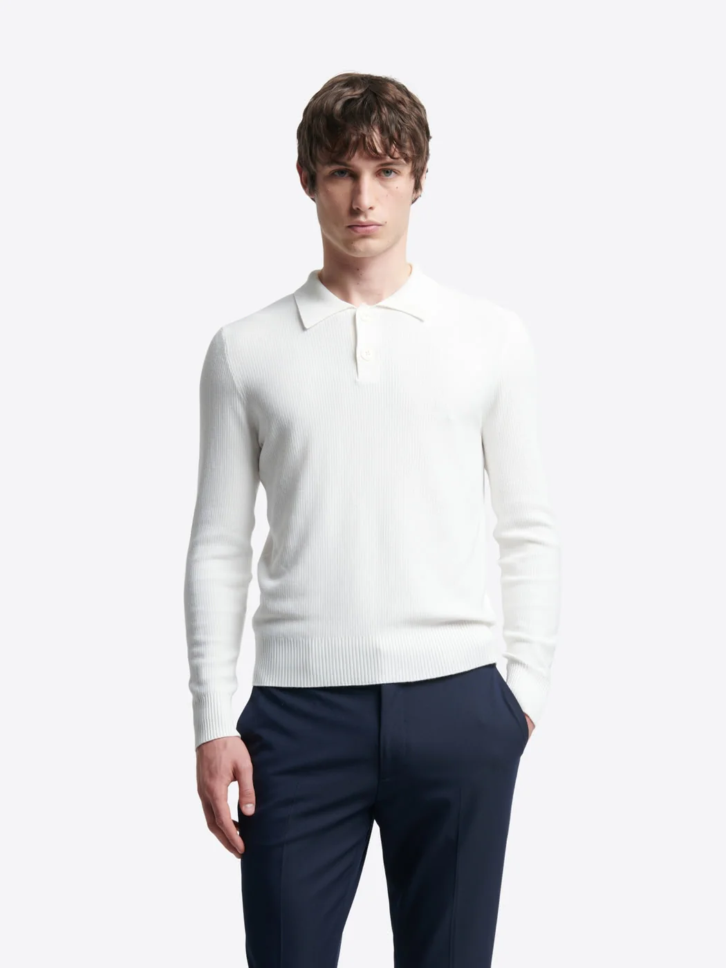 Pull polo col boutonné viscose certifiée