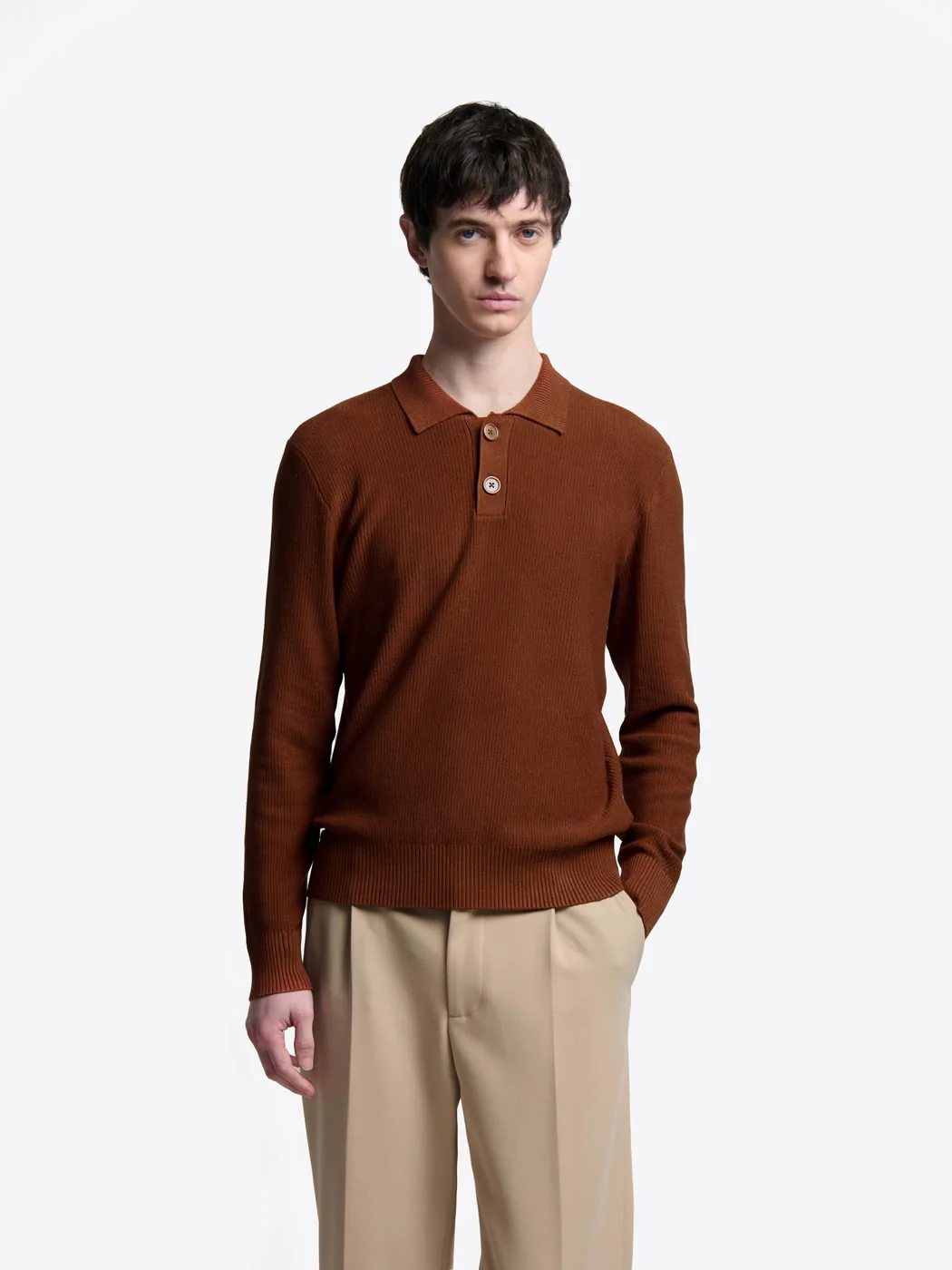 Pull polo col boutonné viscose certifiée