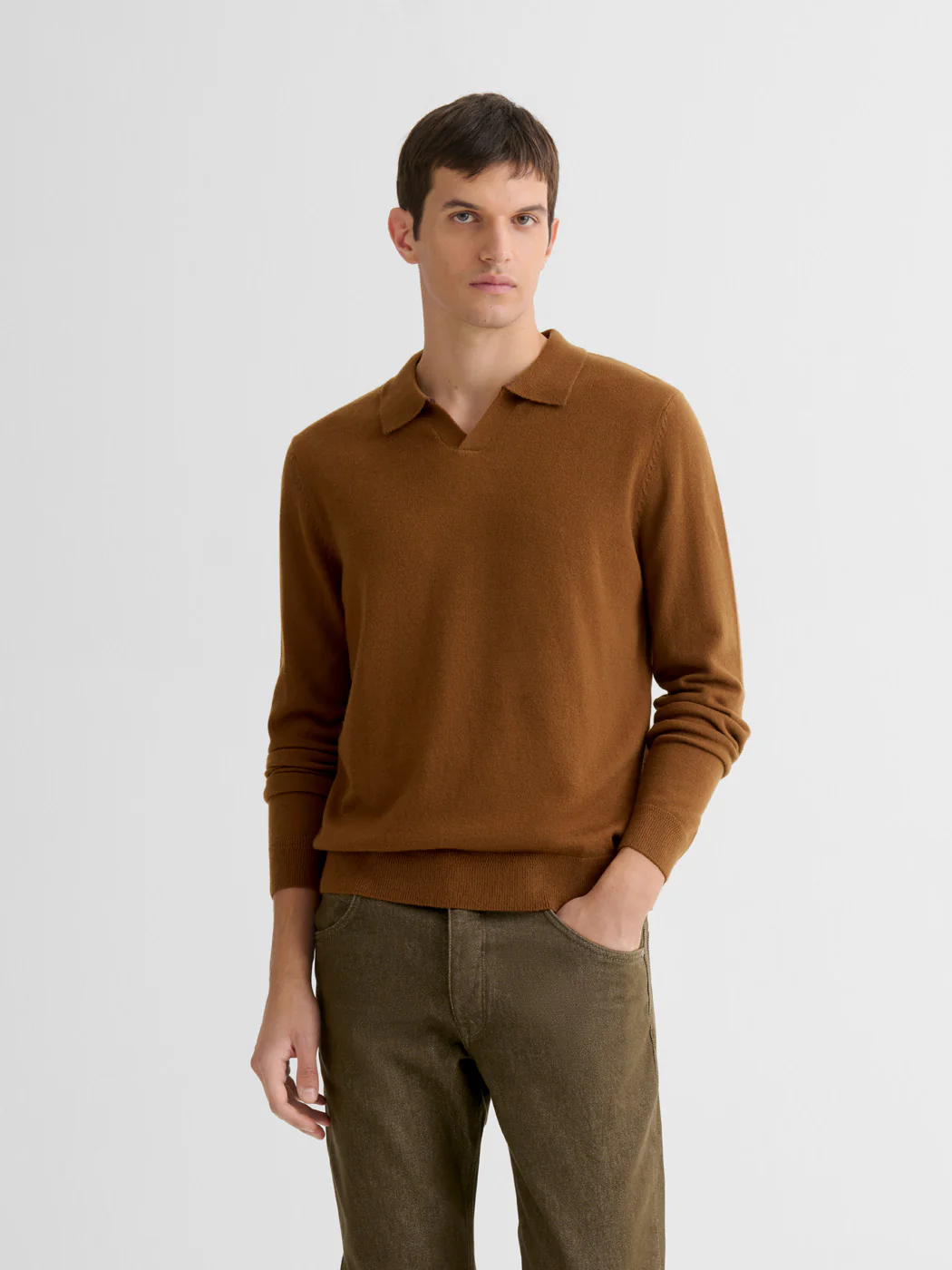 Pull col ouvert en laine et cachemire